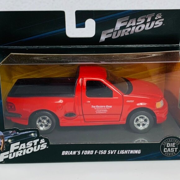 Fast Furious Die Cast Brians Ford F150 SVT Lightning Red Pickup Truck Jada NEW - Picture 7 of 10